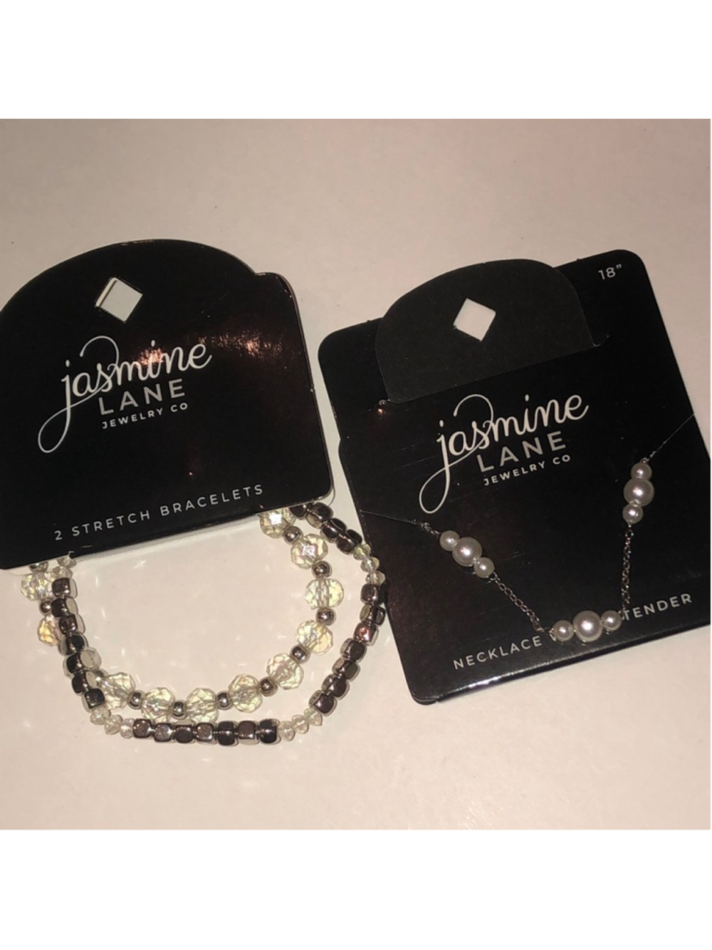 Jasmine Lane Silver Tone Faux Pearl and Beaded Stretch Bracelet Jewelry Set